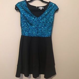 Emerald Sundae Black and Blue sequin Dress